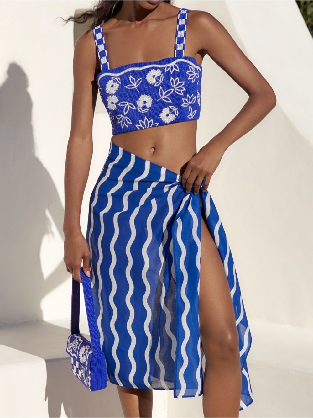 Fiona Beaded Cami & Printed Salong Set